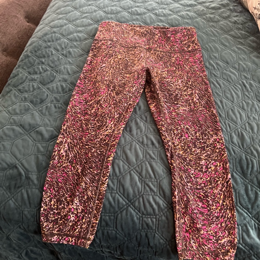 Colorful Patterned Leggings. Lululemon wonder train size 14, 23” inseam
